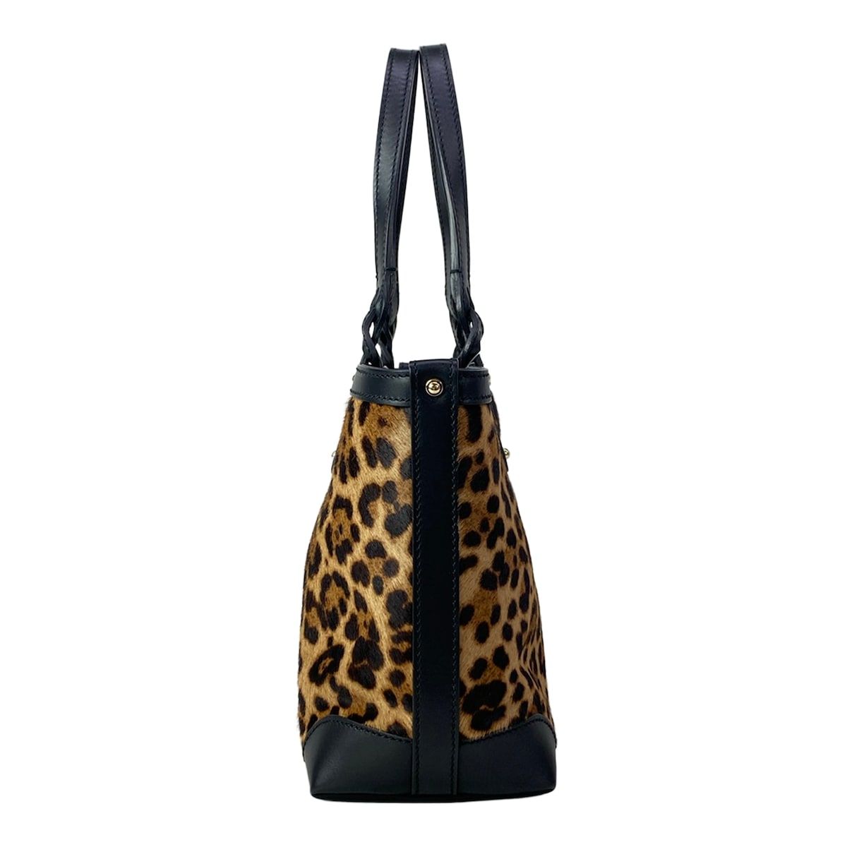 Gucci Tote Craft Brown Black Leopard Print Leather — view 4