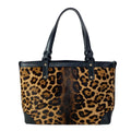 Gucci Tote Craft Brown Black Leopard Print Leather