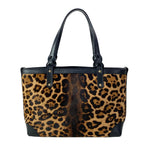 Gucci Tote Craft Brown Black Leopard Print Leather