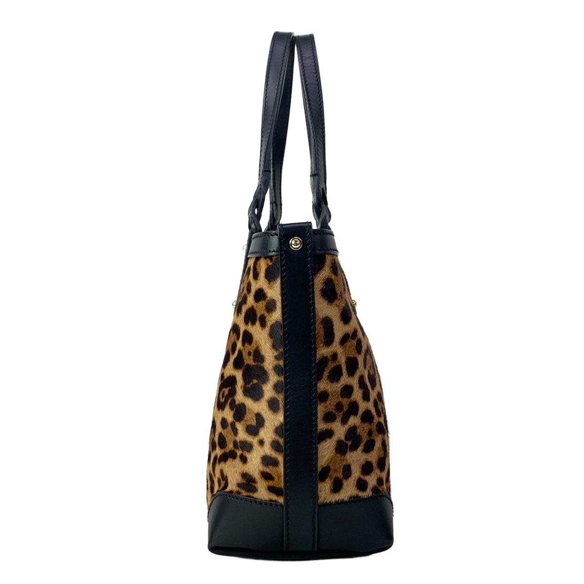 Gucci Tote Craft Brown Black Leopard Print Leather — view 2