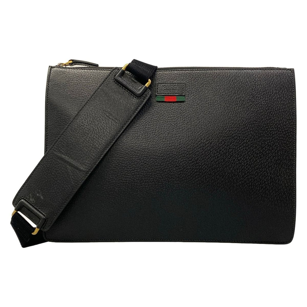 Gucci Shoulder Bag Black Sherry Line Leather