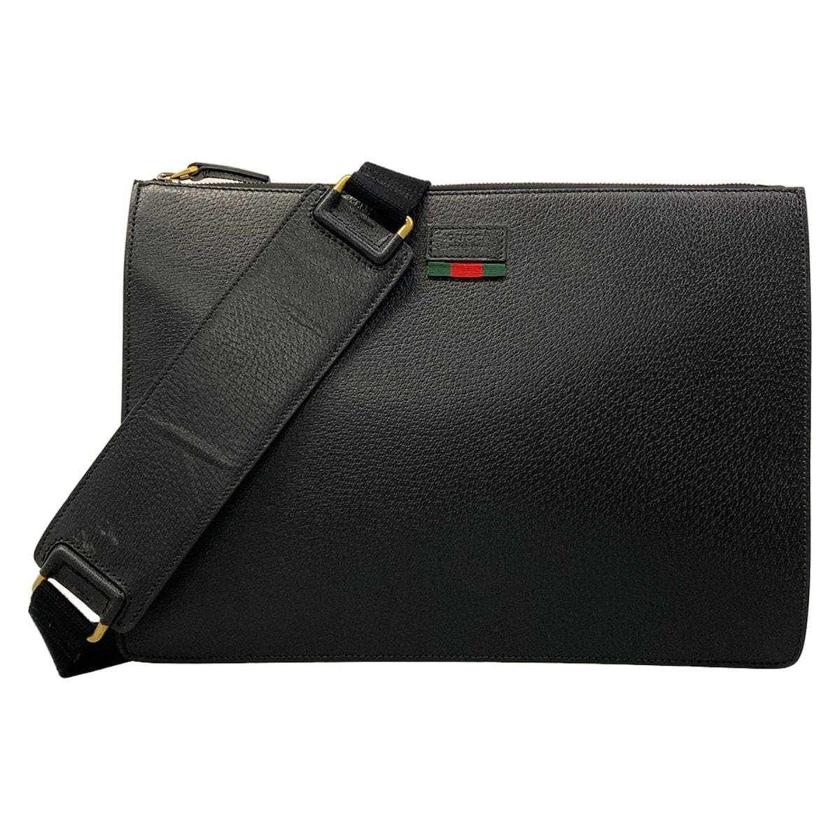 Gucci Shoulder Bag Black Sherry Line Leather