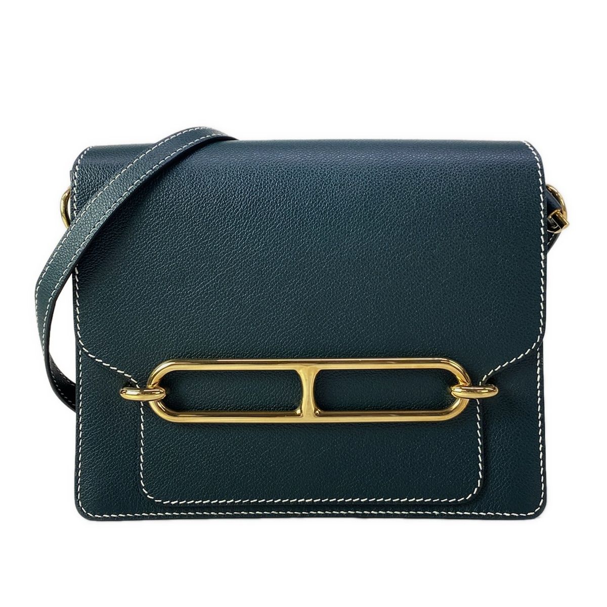 Hermes Shoulder Bag Sac Roulis 23 Vert Cypress Gold