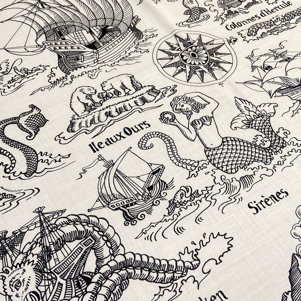 Hermes Shawl Carre Geant 140 White Black Tatouages Marins Scarf — view 4