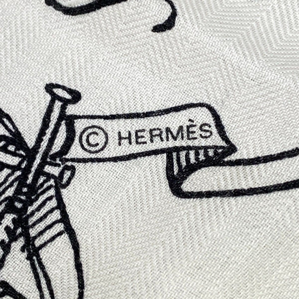Hermes Shawl Carre Geant 140 White Black Tatouages Marins Scarf — view 2