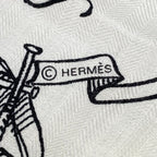 Hermes Shawl Carre Geant 140 White Black Tatouages Marins Scarf — view 2