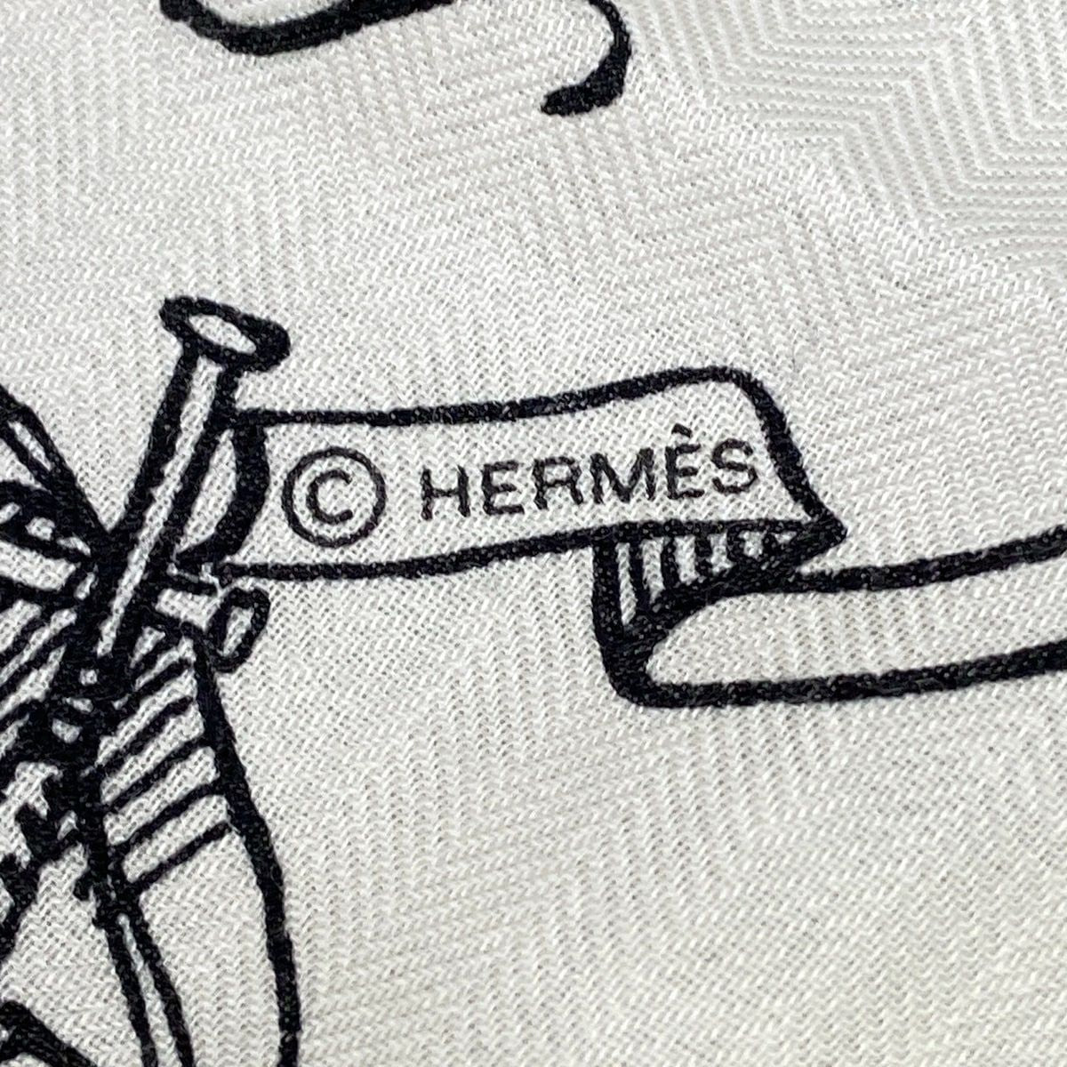 Hermes Shawl Carre Geant 140 White Black Tatouages Marins Scarf — view 2
