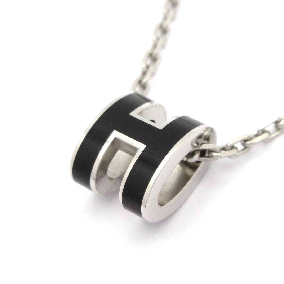 Hermes Necklace Mini Pop Silver Black — view 3