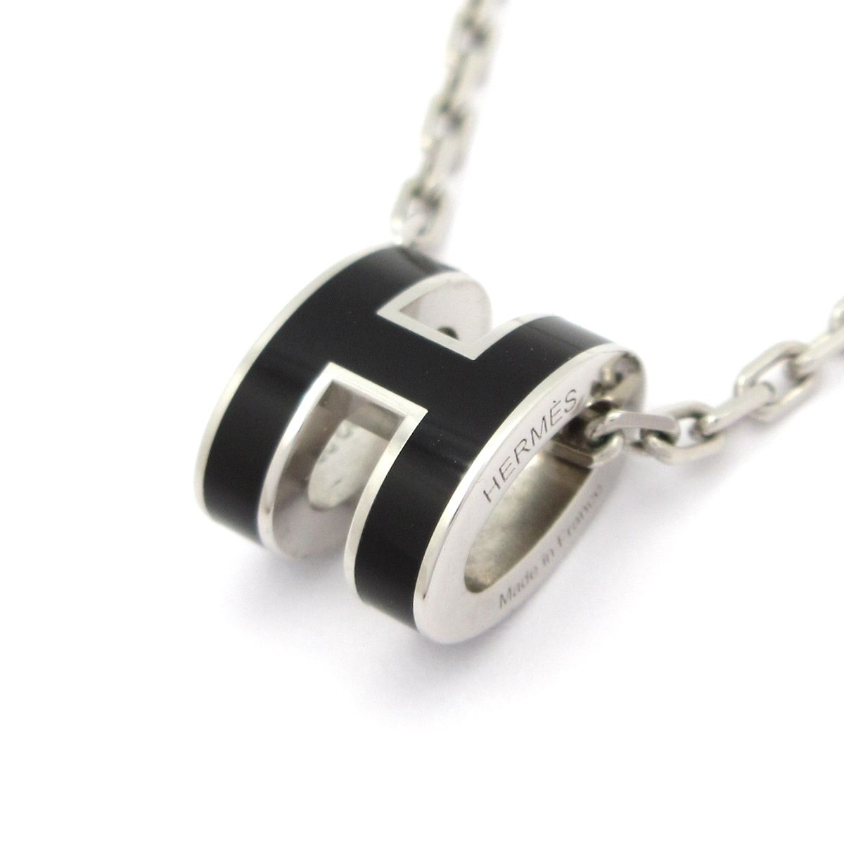 Hermes Necklace Mini Pop Silver Black