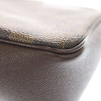 Louis Vuitton Damier Trousse Makeup Pouch Mini Handbag Brown Leather Gold — view 7