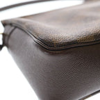 Louis Vuitton Damier Trousse Makeup Pouch Mini Handbag Brown Leather Gold — view 5