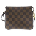 Louis Vuitton Damier Trousse Makeup Pouch Mini Handbag Brown Leather Gold