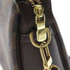 Louis Vuitton Damier Trousse Makeup Pouch Mini Handbag Brown Leather Gold — view 6