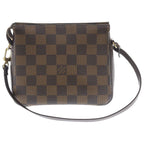 Louis Vuitton Damier Trousse Makeup Pouch Mini Handbag Brown Leather Gold — view 2