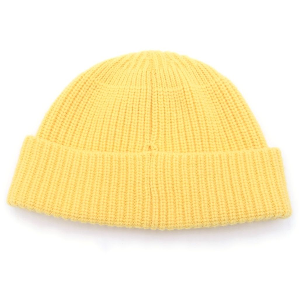 Celine Embroidered Knit Wool Front Logo Embroidery Beanie Hat Yellow — view 2