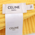 Celine Embroidered Knit Wool Front Logo Embroidery Beanie Hat Yellow — view 7