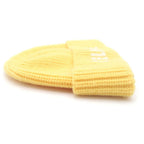 Celine Embroidered Knit Wool Front Logo Embroidery Beanie Hat Yellow — view 3