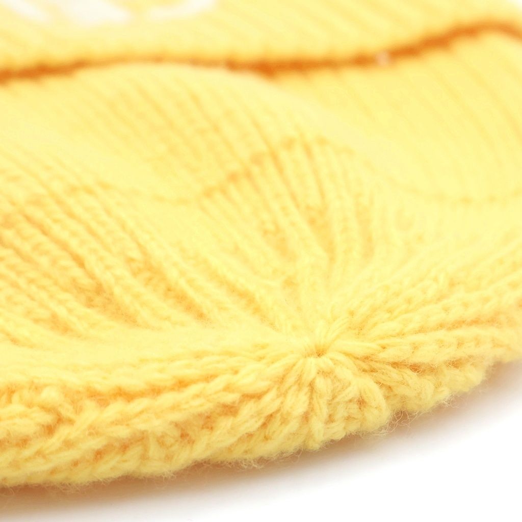 Celine Embroidered Knit Wool Front Logo Embroidery Beanie Hat Yellow — view 6