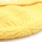 Celine Embroidered Knit Wool Front Logo Embroidery Beanie Hat Yellow — view 6