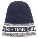 Dior D-white Beanie Cashmere Knit Hat Navy