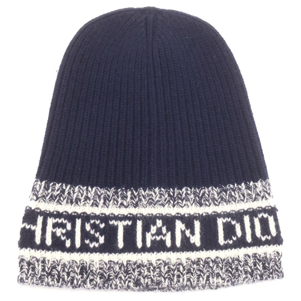 Dior D-white Beanie Cashmere Knit Hat Navy