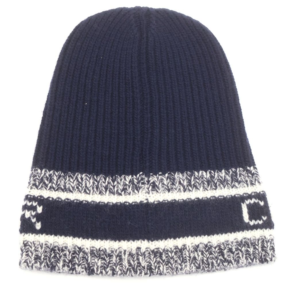 Dior D-white Beanie Cashmere Knit Hat Navy — view 2