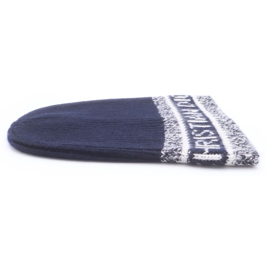 Dior D-white Beanie Cashmere Knit Hat Navy — view 3