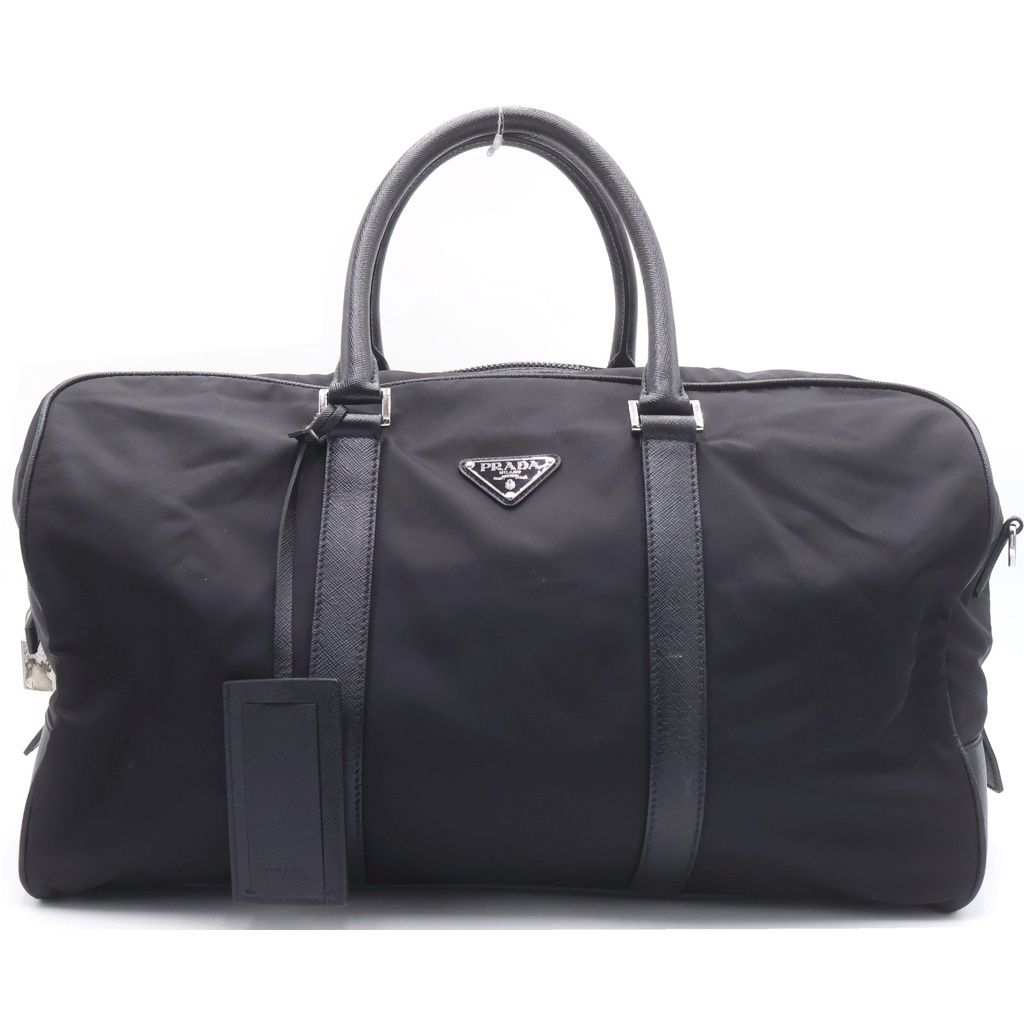 Prada Tessuto Nylon Boston Bag Silver Black
