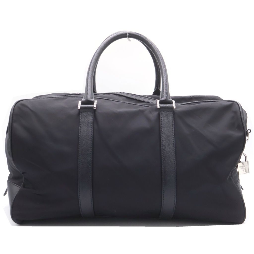Prada Tessuto Nylon Boston Bag Silver Black — view 2