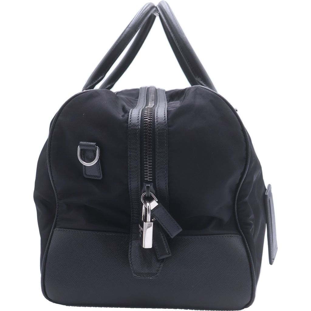 Prada Tessuto Nylon Boston Bag Silver Black — view 3