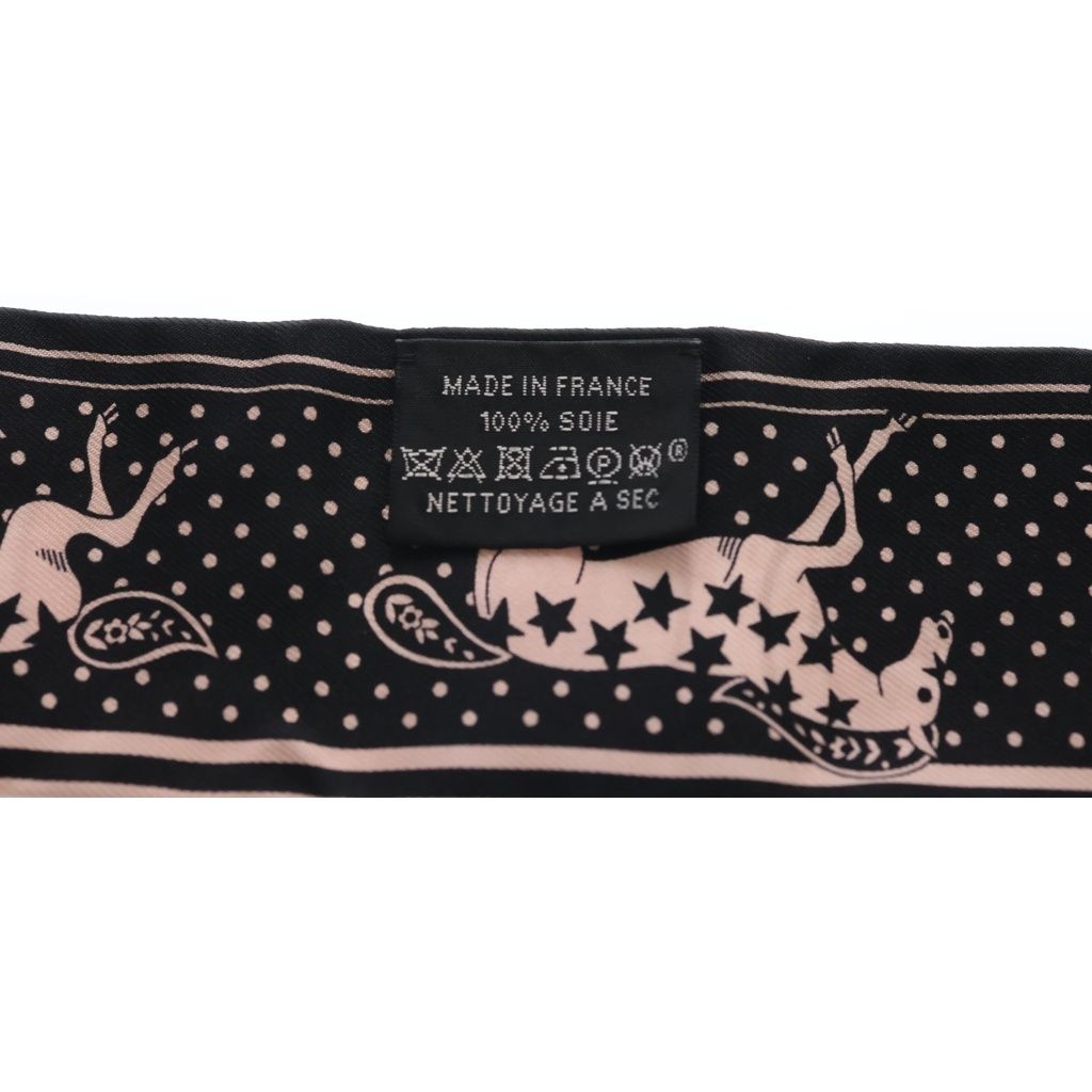Hermes Twilly Cival de Coule Bandana Silk Scarf Black White Vu Rose Pink — view 4