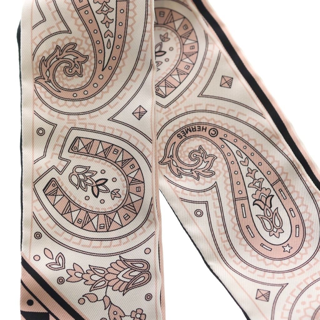Hermes Twilly Cival de Coule Bandana Silk Scarf Black White Vu Rose Pink — view 2