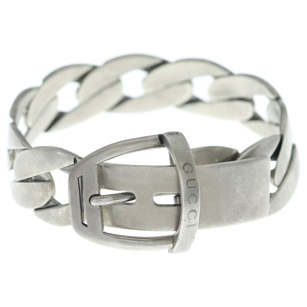 Gucci Ceinture Bracelet Buckle Belt Bangle Chain Silver