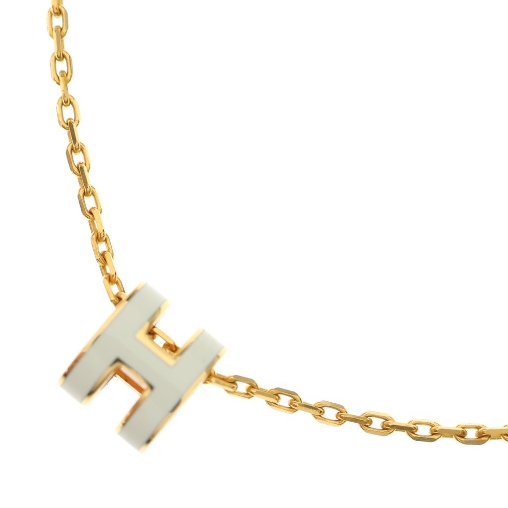 Hermes Pop Mini Motif Necklace White Gold