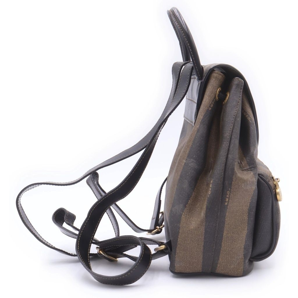 Fendi Pecan Mini Backpack Black Khaki Leather Gold — view 3