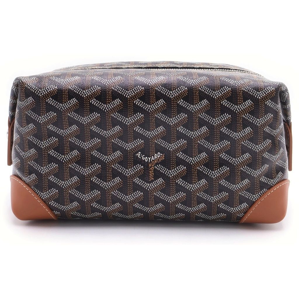 Goyard Bow Ring 25 Toiletries Leather Clutch Pouch Black