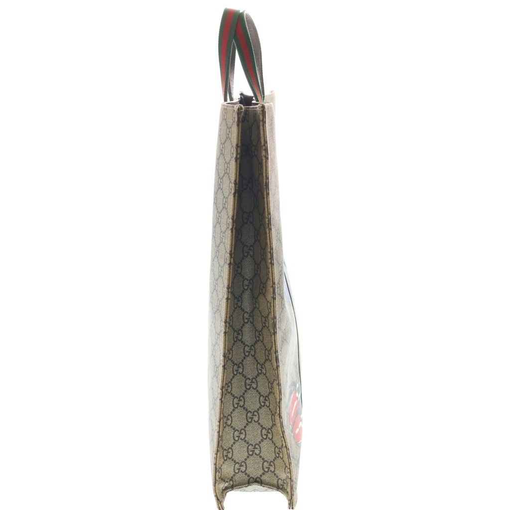 Gucci GG Supreme Sherry Line Insect Print Leather Tote Beige Dark Brown — view 3