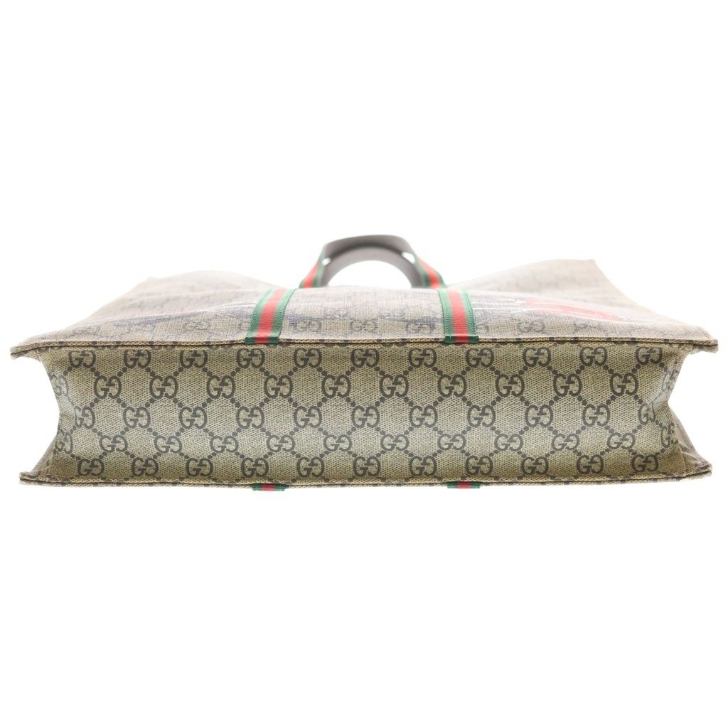 Gucci GG Supreme Sherry Line Insect Print Leather Tote Beige Dark Brown — view 4