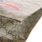 Gucci GG Supreme Sherry Line Insect Print Leather Tote Beige Dark Brown — view 6