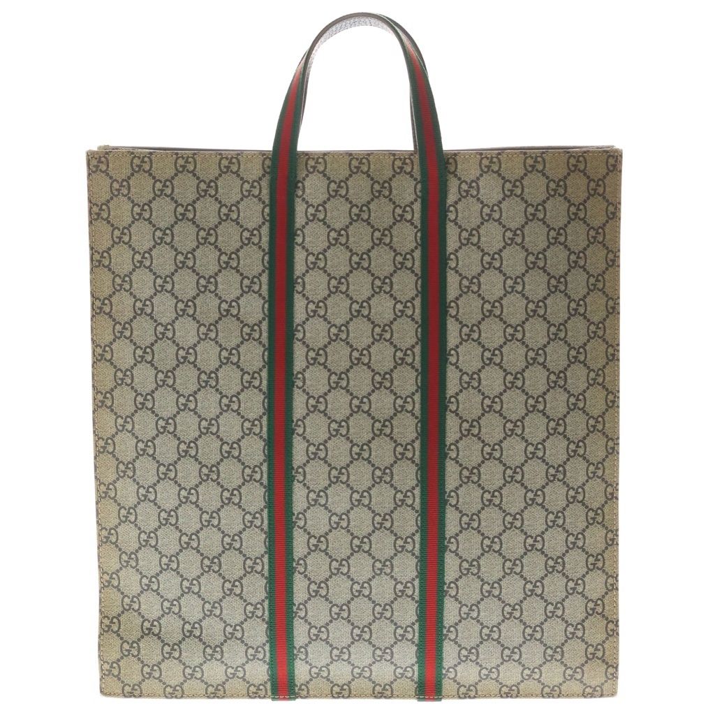 Gucci GG Supreme Sherry Line Insect Print Leather Tote Beige Dark Brown — view 2