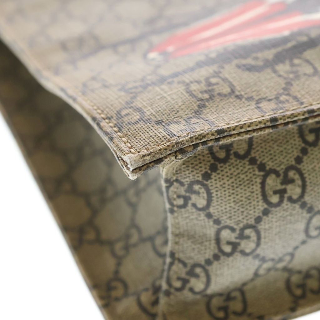 Gucci GG Supreme Sherry Line Insect Print Leather Tote Beige Dark Brown — view 5