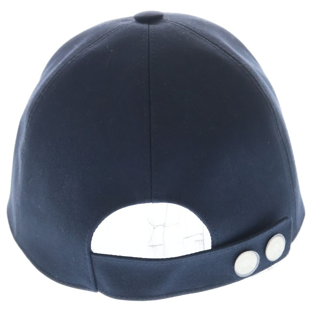 Hermes Logo Embroidery Baseball Cap Hat Navy — view 2