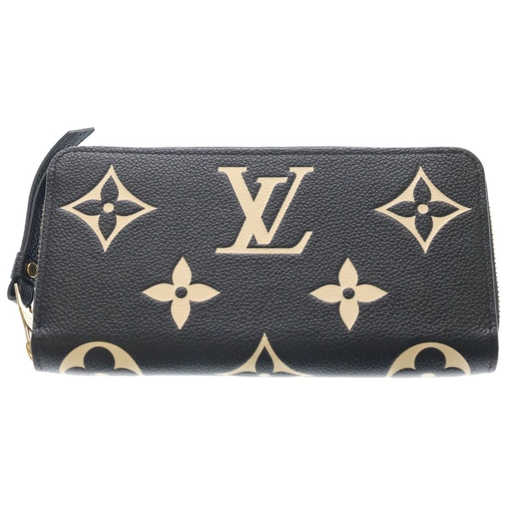 Louis Vuitton Monogram Empreinte Zippy Wallet Leather Zip Around Black Beige