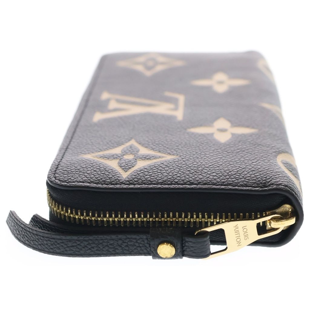 Louis Vuitton Monogram Empreinte Zippy Wallet Leather Zip Around Black Beige — view 3