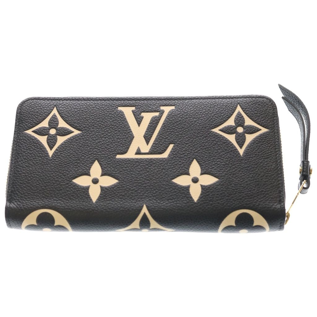 Louis Vuitton Monogram Empreinte Zippy Wallet Leather Zip Around Black Beige — view 2