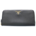 Prada Zip Around Wallet Saffiano Leather Black