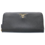 Prada Zip Around Wallet Saffiano Leather Black