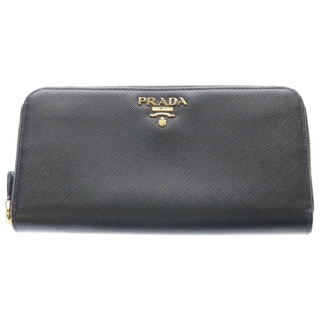 Prada Zip Around Wallet Saffiano Leather Black
