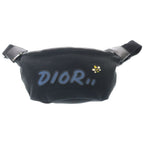 Dior Kaws Nylon Waist Bag Pouch Logo Hachi Black