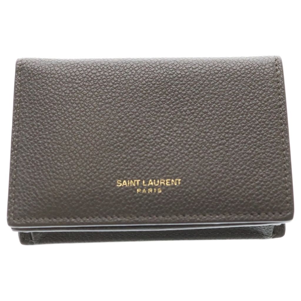 Saint Laurent Paris Card Case Leather Business Holder Gray